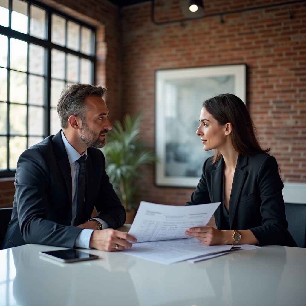 Obchodná konzultácia v modernej kancelárii o systéme kvality